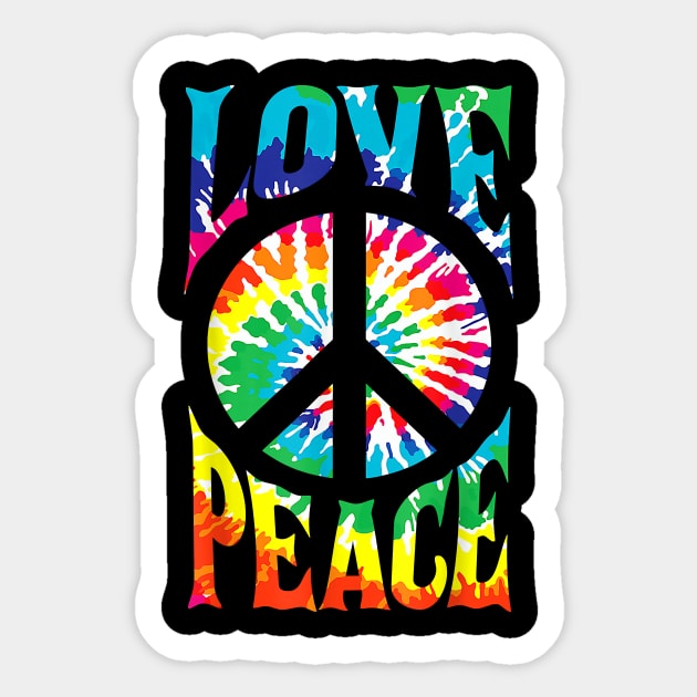 Peace Sign Love 60S 70S Tie Dye Hippie Costume Sticker by nervousorangutan